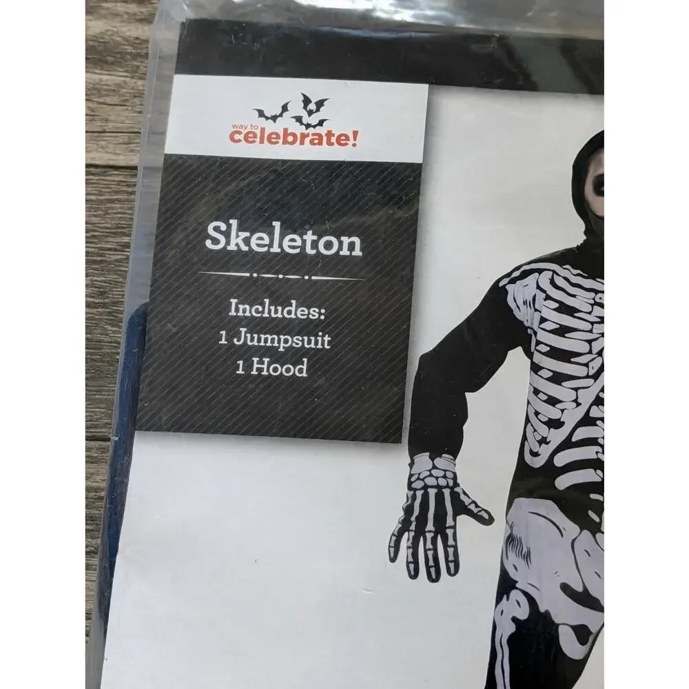NEW! Celebrate It Childrens Skeleton Halloween Costume Boys Size M 8